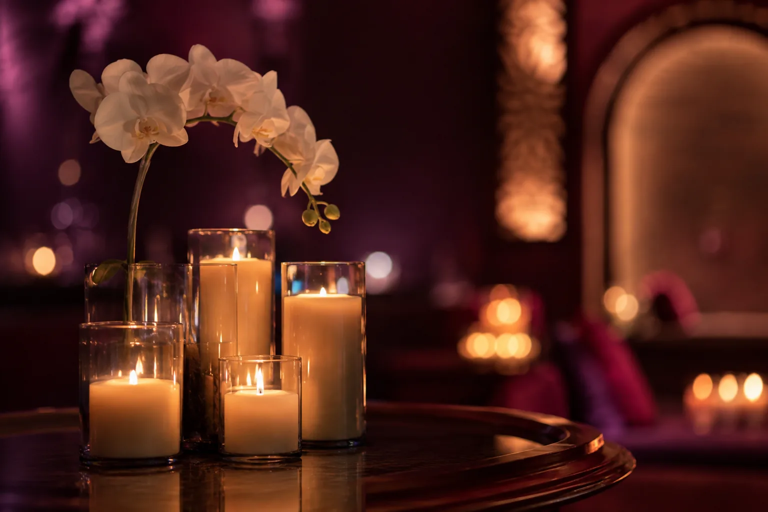 Mum ve orkide düzeni — Lila Spa, Bağcılar misafirlerine hizmet veren salon